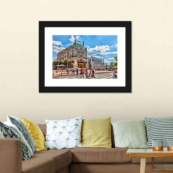 Hotel Moskva &amp; Balkanska Street Canvas Wall Art-3 Horizontal-Gallery Wrap-25" x 16"-Tiaracle