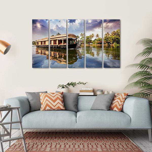 House Boat In Kerala India Canvas Wall Art-5 Horizontal-Gallery Wrap-22" x 12"-Tiaracle