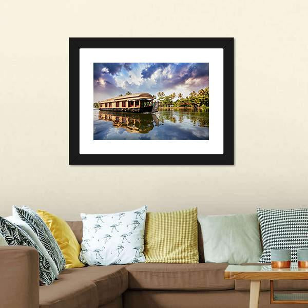 House Boat In Kerala India Canvas Wall Art-3 Horizontal-Gallery Wrap-25" x 16"-Tiaracle