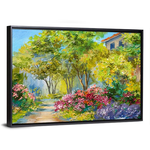 House In Summer Forest Canvas Wall Art - Tiaracle