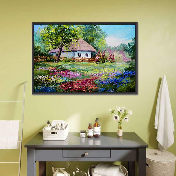 House In Village Canvas Wall Art-5 Horizontal-Gallery Wrap-22" x 12"-Tiaracle