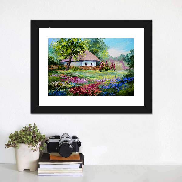House In Village Canvas Wall Art-5 Horizontal-Gallery Wrap-22" x 12"-Tiaracle