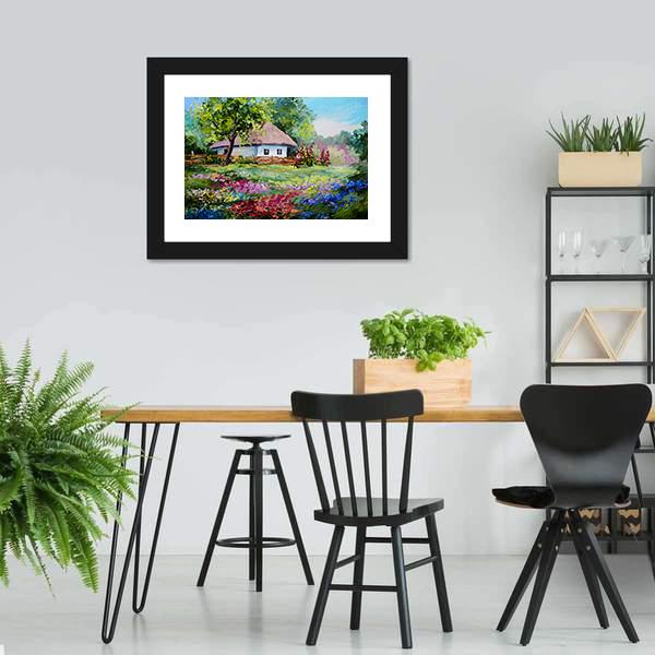 House In Village Canvas Wall Art-5 Horizontal-Gallery Wrap-22" x 12"-Tiaracle