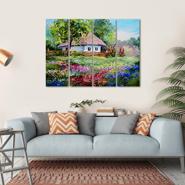 House In Village Canvas Wall Art-4 Horizontal-Gallery Wrap-34" x 24"-Tiaracle