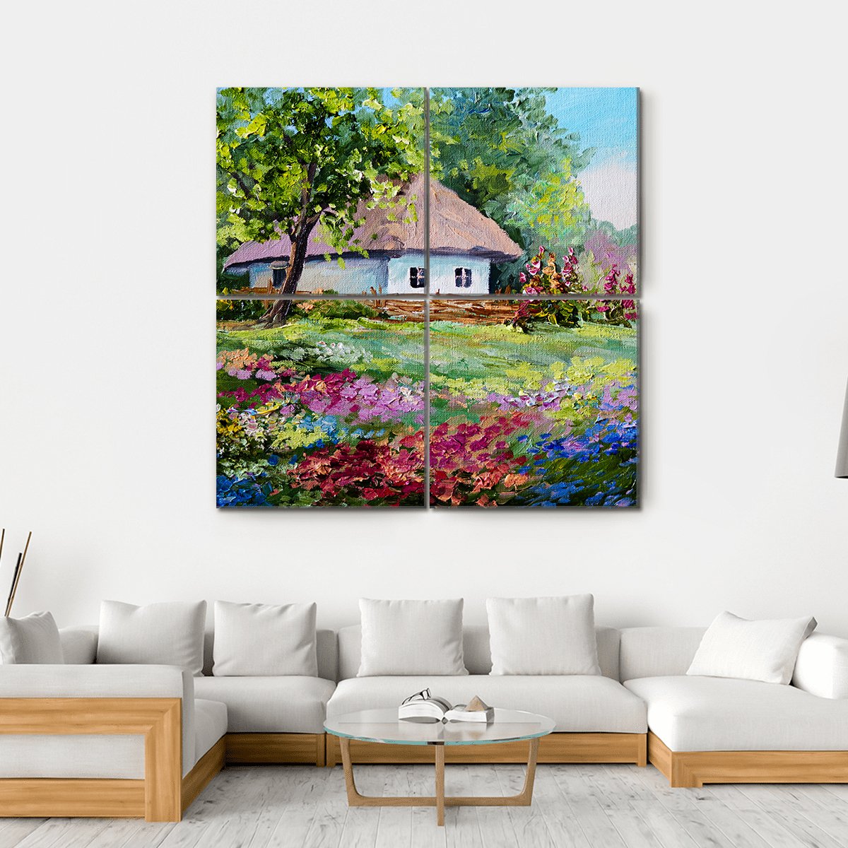 House In Village Canvas Wall Art-4 Square-Gallery Wrap-17" x 17"-Tiaracle