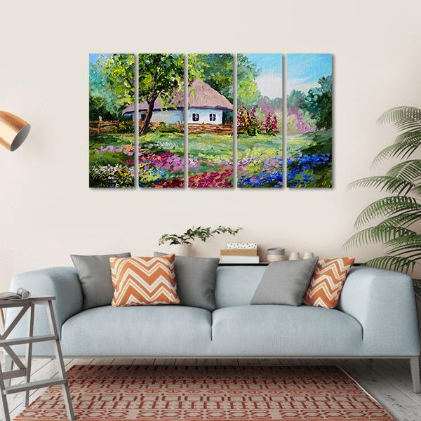House In Village Canvas Wall Art-5 Horizontal-Gallery Wrap-22" x 12"-Tiaracle