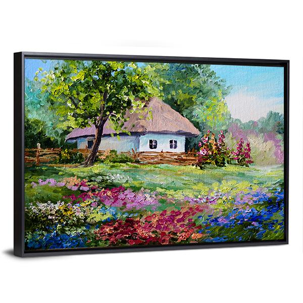House In Village Canvas Wall Art-3 Horizontal-Gallery Wrap-25&quot; x 16&quot;-Tiaracle