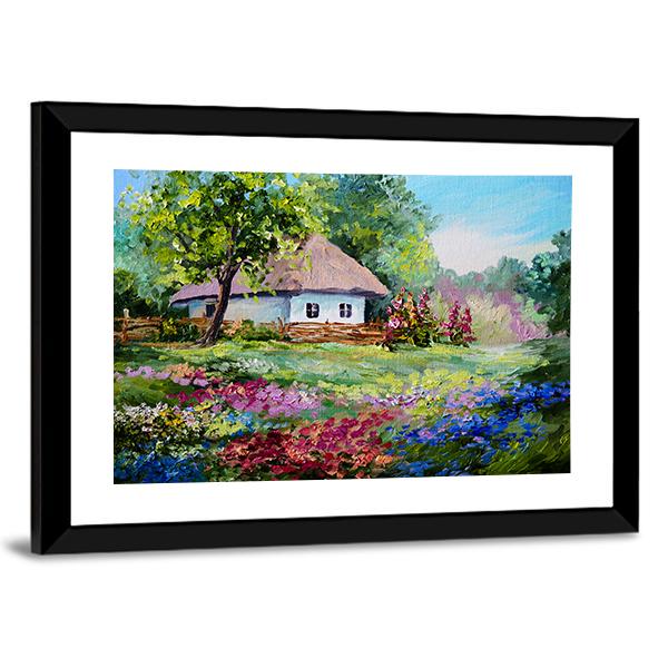 House In Village Canvas Wall Art-3 Horizontal-Gallery Wrap-25&quot; x 16&quot;-Tiaracle