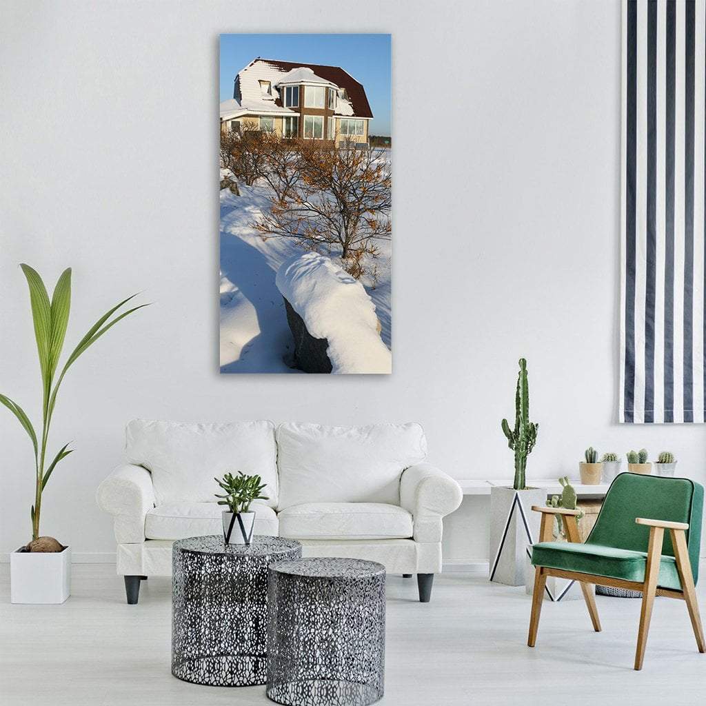 House In Winter Vertical Canvas Wall Art-3 Vertical-Gallery Wrap-12" x 25"-Tiaracle