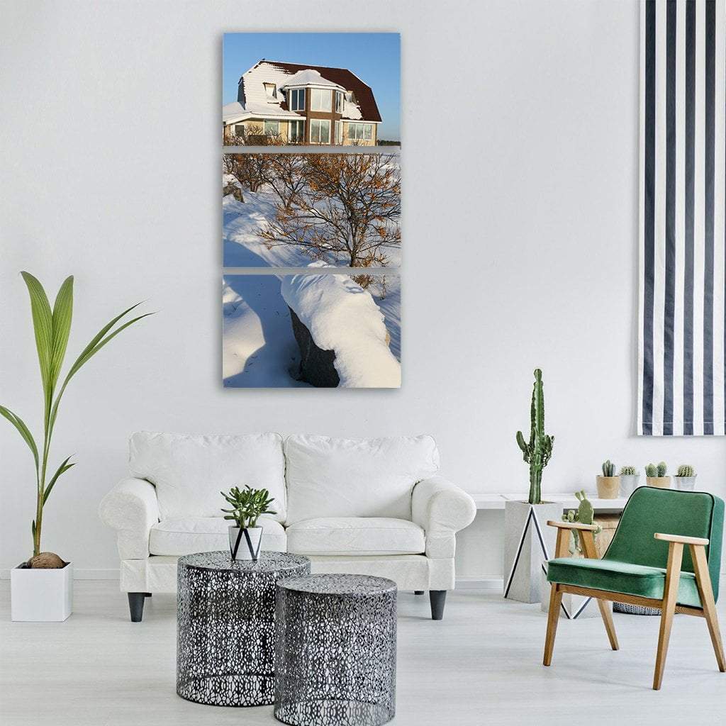 House In Winter Vertical Canvas Wall Art-3 Vertical-Gallery Wrap-12" x 25"-Tiaracle