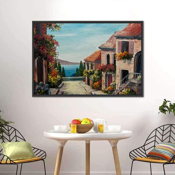House Near The Sea Europe Canvas Wall Art-5 Horizontal-Gallery Wrap-22" x 12"-Tiaracle