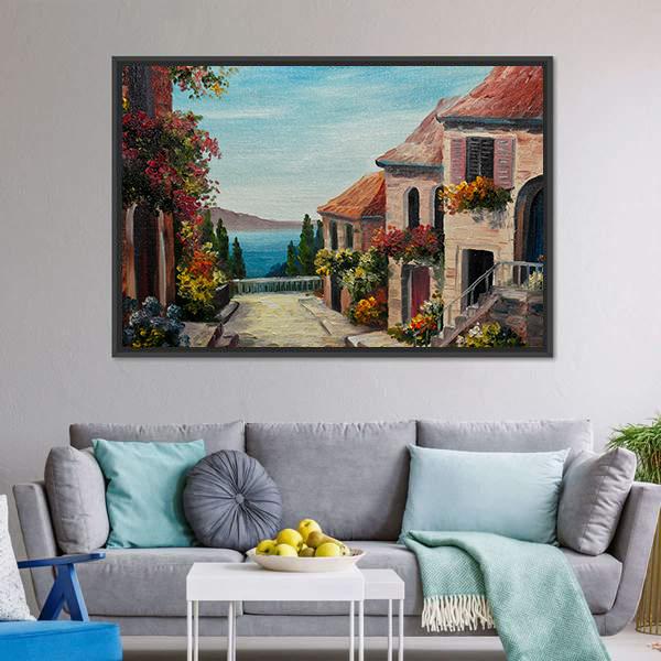 House Near The Sea Europe Canvas Wall Art-5 Horizontal-Gallery Wrap-22" x 12"-Tiaracle
