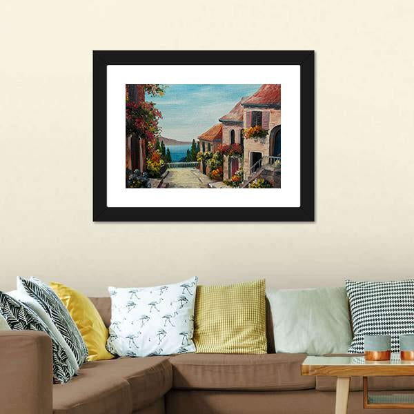 House Near The Sea Europe Canvas Wall Art-5 Horizontal-Gallery Wrap-22" x 12"-Tiaracle