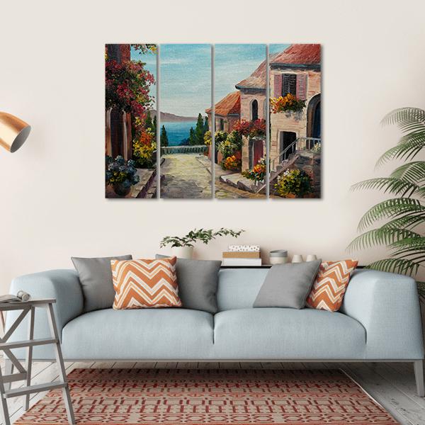 House Near The Sea Europe Canvas Wall Art-4 Horizontal-Gallery Wrap-34" x 24"-Tiaracle