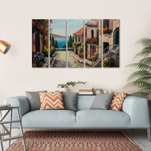 House Near The Sea Europe Canvas Wall Art-5 Horizontal-Gallery Wrap-22" x 12"-Tiaracle