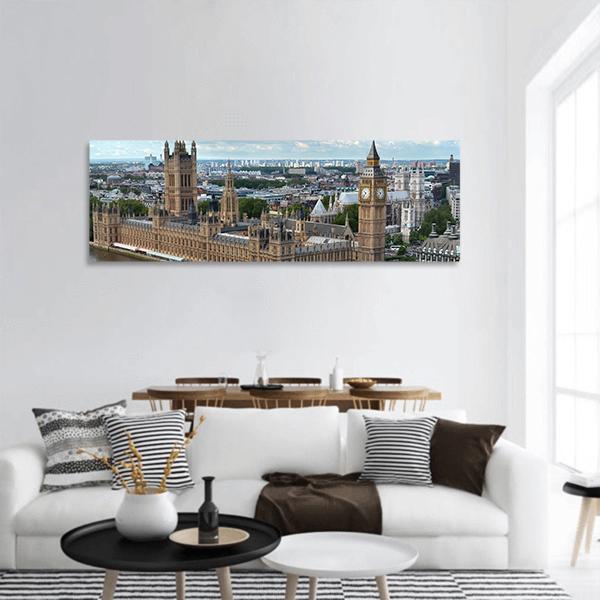 House Of Parliament London Panoramic Canvas Wall Art-1 Piece-36" x 12"-Tiaracle