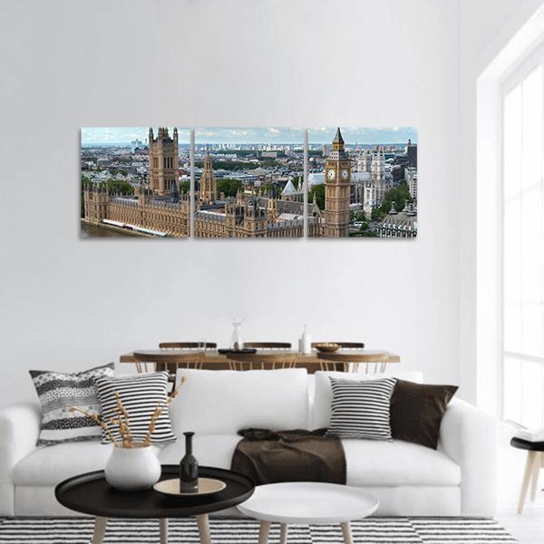 House Of Parliament London Panoramic Canvas Wall Art-3 Piece-25" x 08"-Tiaracle