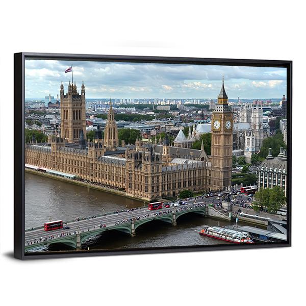 House Of Parliament London Canvas Wall Art-3 Horizontal-Gallery Wrap-25" x 16"-Tiaracle