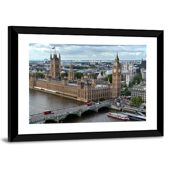 House Of Parliament London Canvas Wall Art-3 Horizontal-Gallery Wrap-25" x 16"-Tiaracle