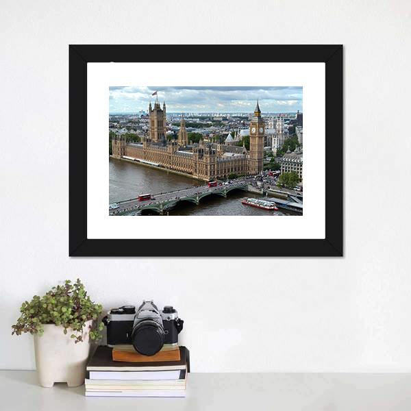 House Of Parliament London Canvas Wall Art-1 Piece-Framed Print-20" x 16"-Tiaracle