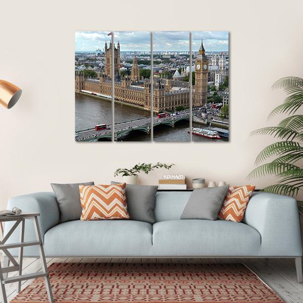 House Of Parliament London Canvas Wall Art-4 Horizontal-Gallery Wrap-34" x 24"-Tiaracle