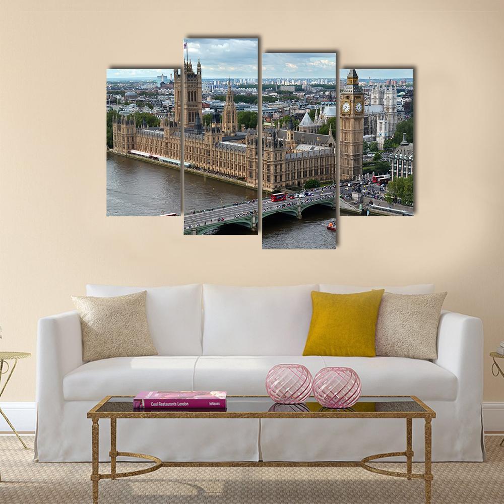 House Of Parliament London Canvas Wall Art-3 Horizontal-Gallery Wrap-37" x 24"-Tiaracle