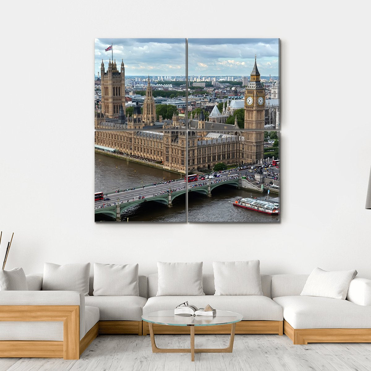 House Of Parliament London Canvas Wall Art-4 Square-Gallery Wrap-17" x 17"-Tiaracle