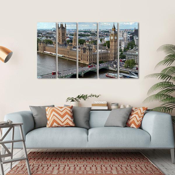 House Of Parliament London Canvas Wall Art-5 Horizontal-Gallery Wrap-22" x 12"-Tiaracle