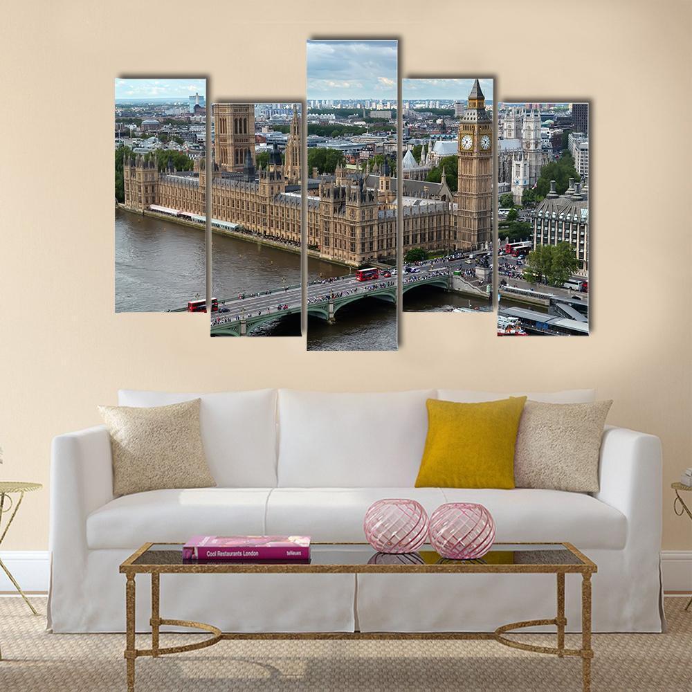 House Of Parliament London Canvas Wall Art-5 Pop-Gallery Wrap-47" x 32"-Tiaracle