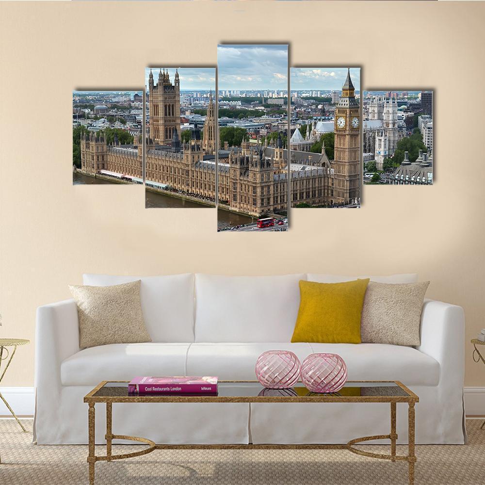 House Of Parliament London Canvas Wall Art-5 Star-Gallery Wrap-62" x 32"-Tiaracle