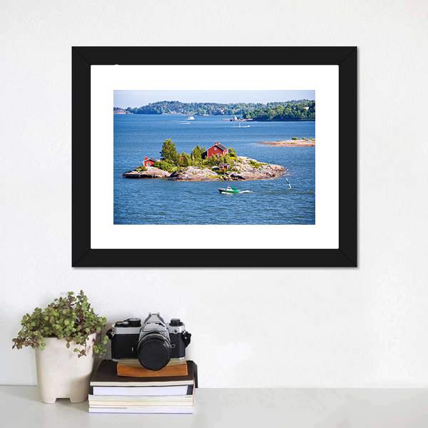 House On Island Helsinki Canvas Wall Art-1 Piece-Framed Print-20" x 16"-Tiaracle