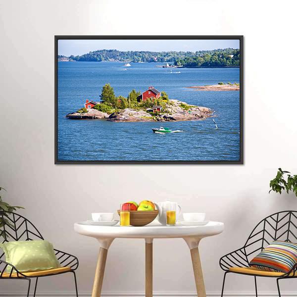 House On Island Helsinki Canvas Wall Art-3 Horizontal-Gallery Wrap-25" x 16"-Tiaracle