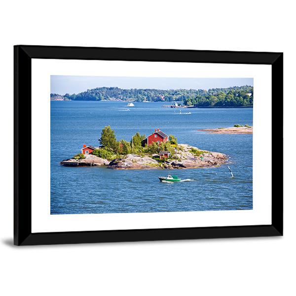 House On Island Helsinki Canvas Wall Art-3 Horizontal-Gallery Wrap-25" x 16"-Tiaracle