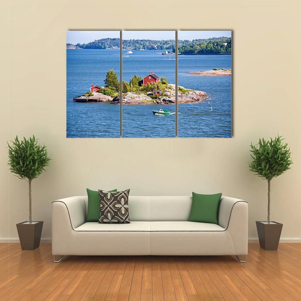 House On Island Helsinki Canvas Wall Art-3 Horizontal-Gallery Wrap-37" x 24"-Tiaracle