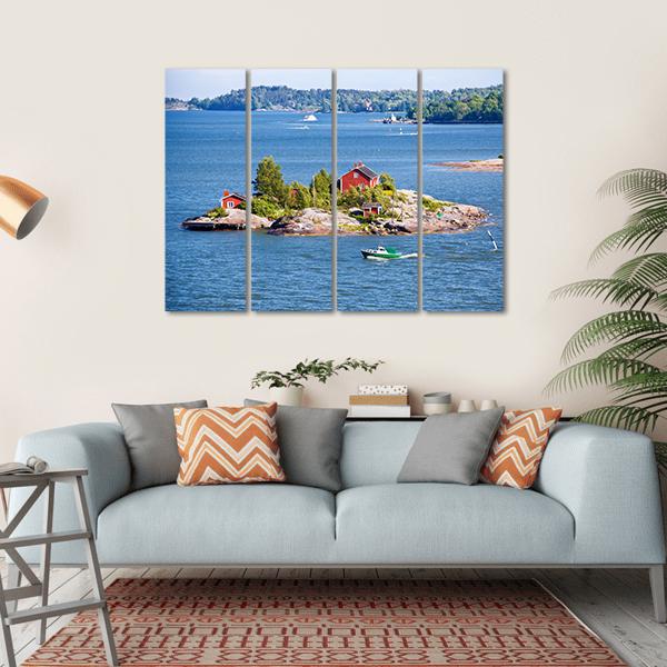 House On Island Helsinki Canvas Wall Art-4 Horizontal-Gallery Wrap-34" x 24"-Tiaracle