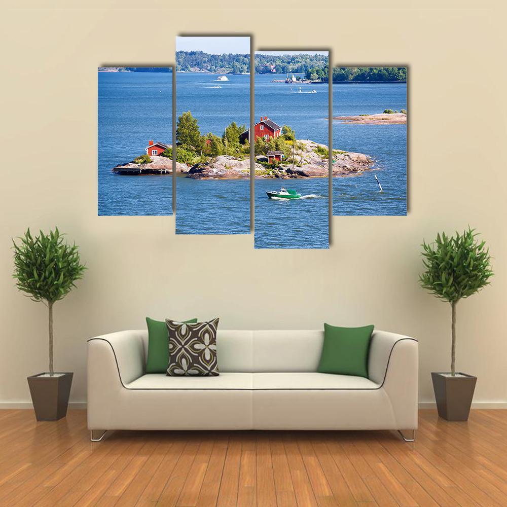 House On Island Helsinki Canvas Wall Art-4 Pop-Gallery Wrap-50" x 32"-Tiaracle