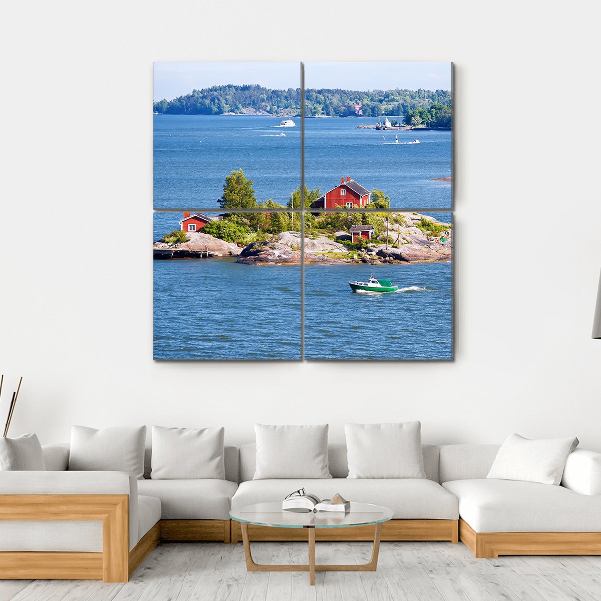 House On Island Helsinki Canvas Wall Art-4 Square-Gallery Wrap-17" x 17"-Tiaracle
