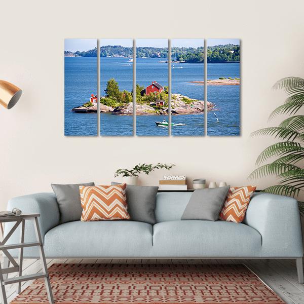 House On Island Helsinki Canvas Wall Art-5 Horizontal-Gallery Wrap-22" x 12"-Tiaracle