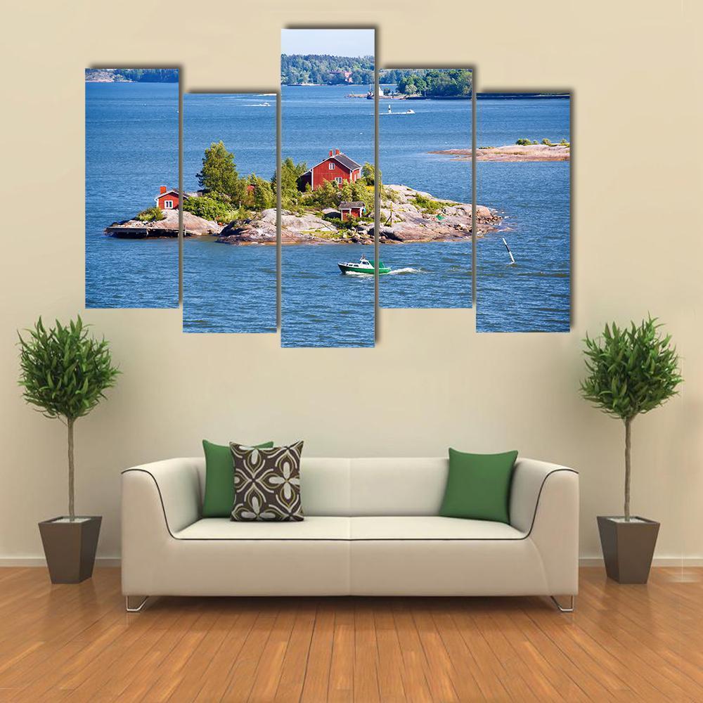 House On Island Helsinki Canvas Wall Art-5 Pop-Gallery Wrap-47" x 32"-Tiaracle