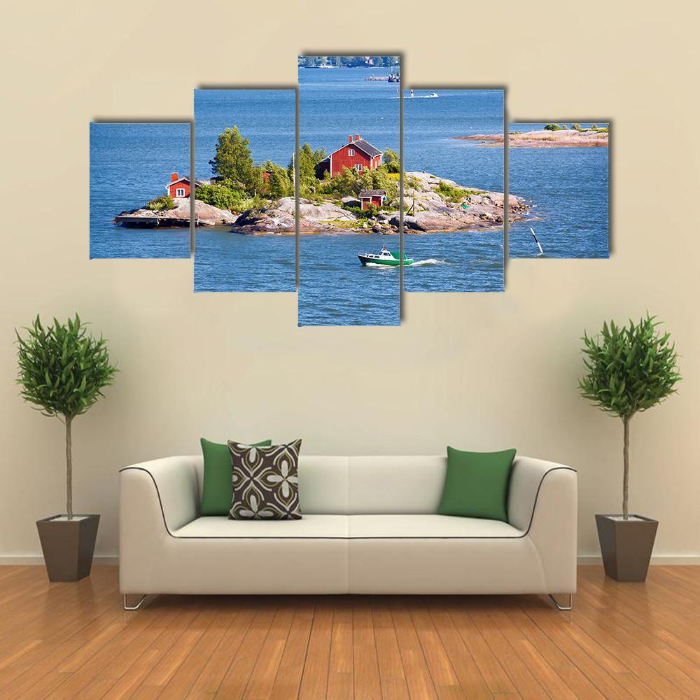 House On Island Helsinki Canvas Wall Art-5 Star-Gallery Wrap-62" x 32"-Tiaracle