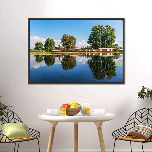 Houseboats In Jammu &amp; Kashmir Canvas Wall Art-5 Horizontal-Gallery Wrap-22" x 12"-Tiaracle