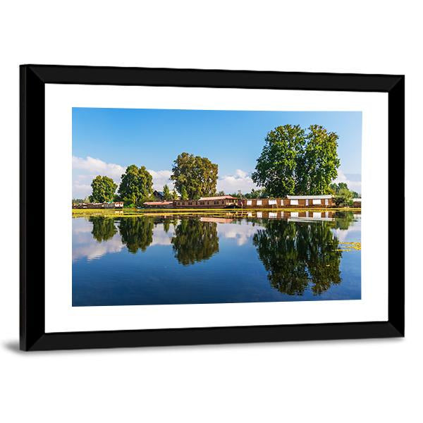 Houseboats In Jammu &amp; Kashmir Canvas Wall Art-3 Horizontal-Gallery Wrap-25" x 16"-Tiaracle