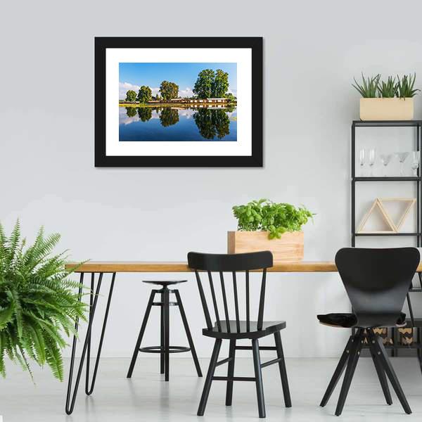 Houseboats In Jammu & Kashmir Canvas Wall Art-3 Horizontal-Gallery Wrap-25" x 16"-Tiaracle
