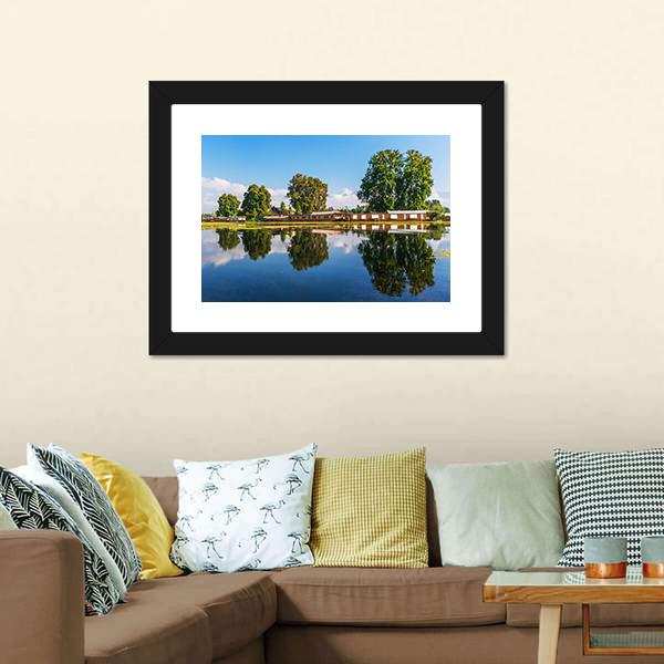 Houseboats In Jammu & Kashmir Canvas Wall Art-3 Horizontal-Gallery Wrap-25" x 16"-Tiaracle