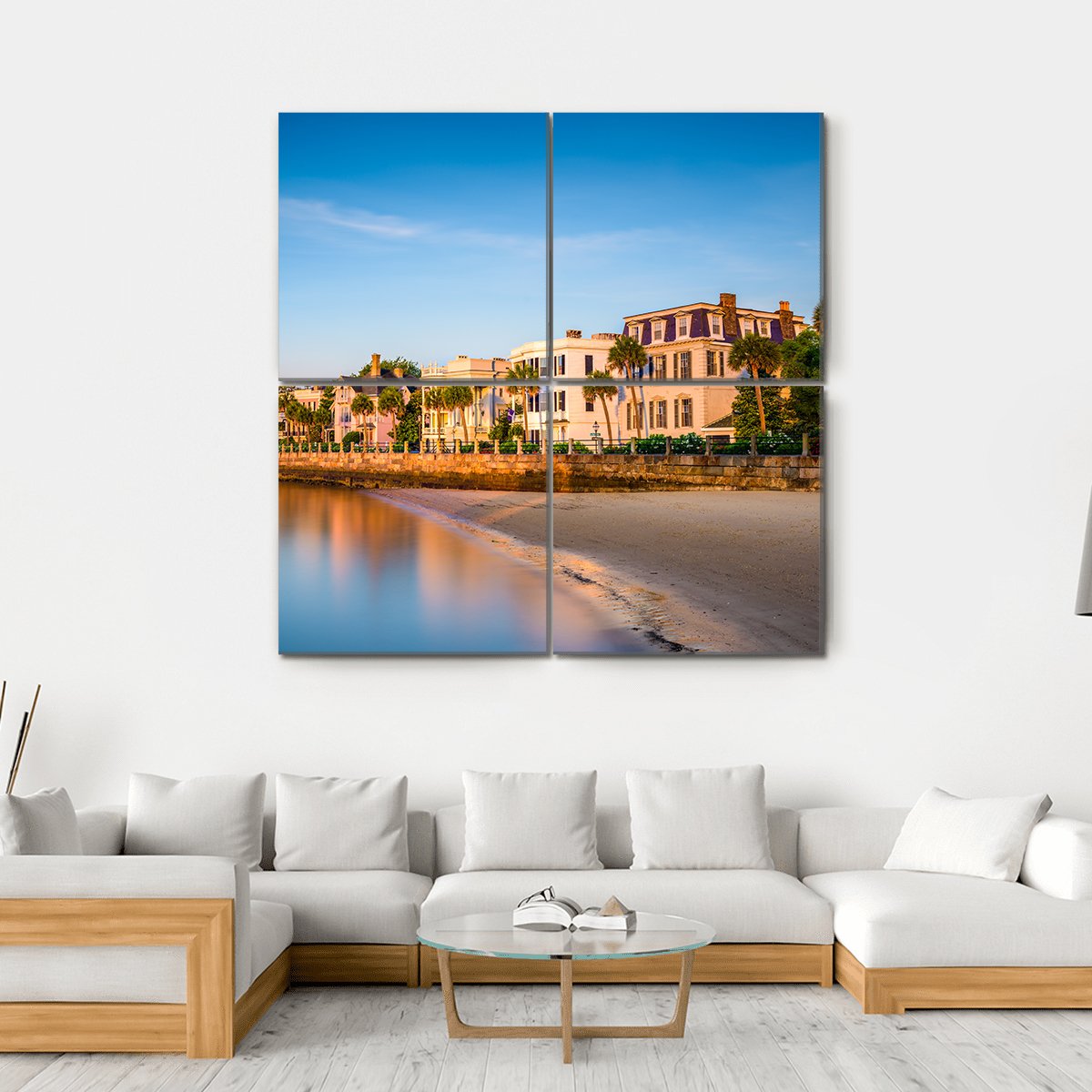 Houses In Charleston Canvas Wall Art-4 Square-Gallery Wrap-17" x 17"-Tiaracle