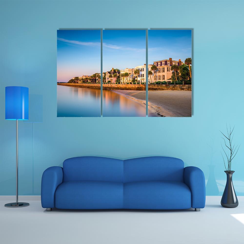 Houses In Charleston Canvas Wall Art-3 Horizontal-Gallery Wrap-37" x 24"-Tiaracle
