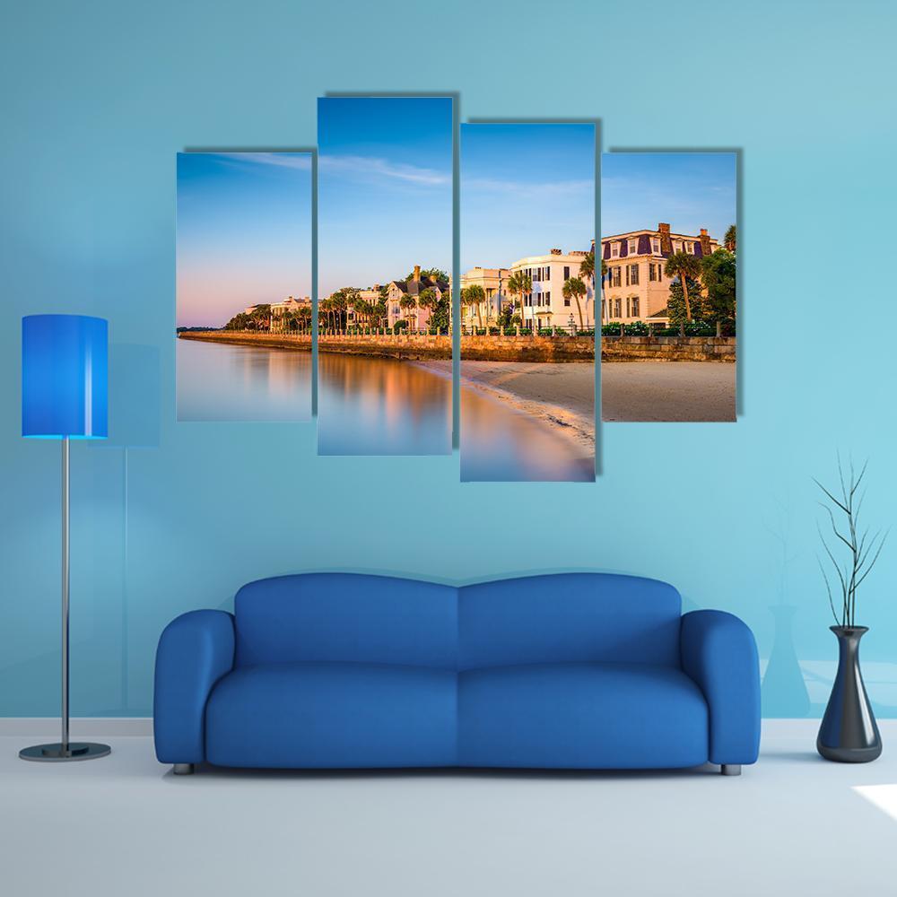 Houses In Charleston Canvas Wall Art-4 Pop-Gallery Wrap-50" x 32"-Tiaracle