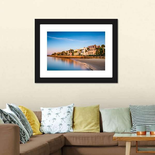Houses In Charleston Canvas Wall Art-1 Piece-Framed Print-20" x 16"-Tiaracle