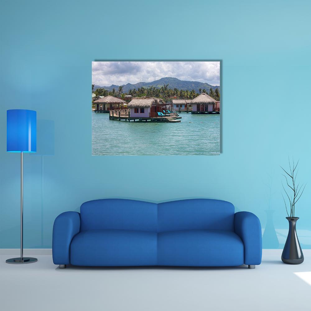 Houses In Water In Amber Canvas Wall Art-1 Piece-Gallery Wrap-48" x 32"-Tiaracle
