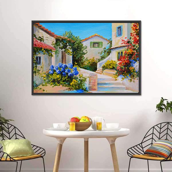 Houses Near The Sea Canvas Wall Art-5 Horizontal-Gallery Wrap-22" x 12"-Tiaracle